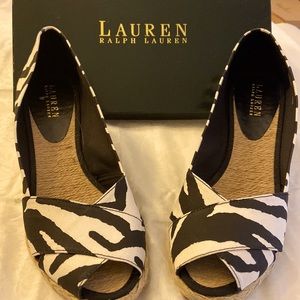 Lauren Ralph Lauren Black & White wedge espadrilles New